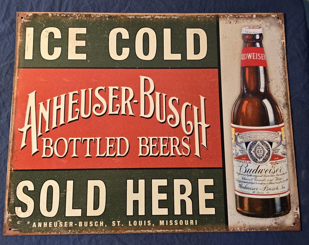 Anheuser-Busch Budweiser   Metal Sign Ice Cold