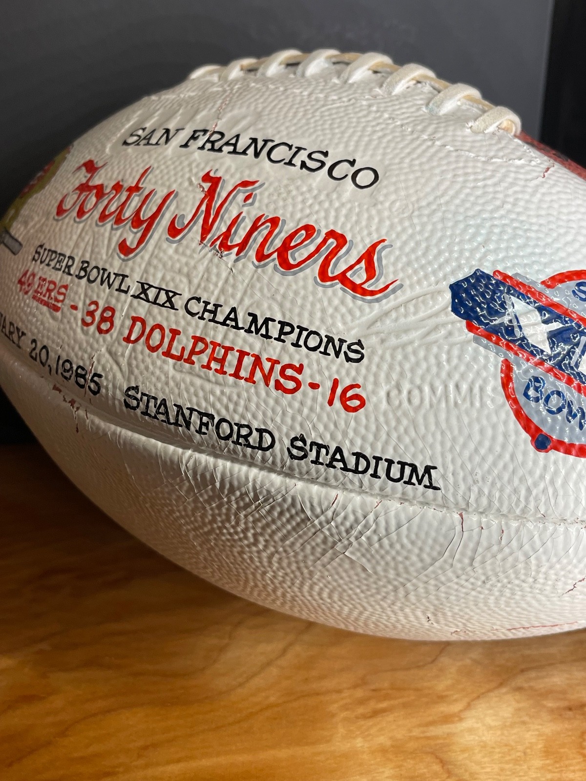1985 Super Bowl XIX Football 49ers Dolphins game ball