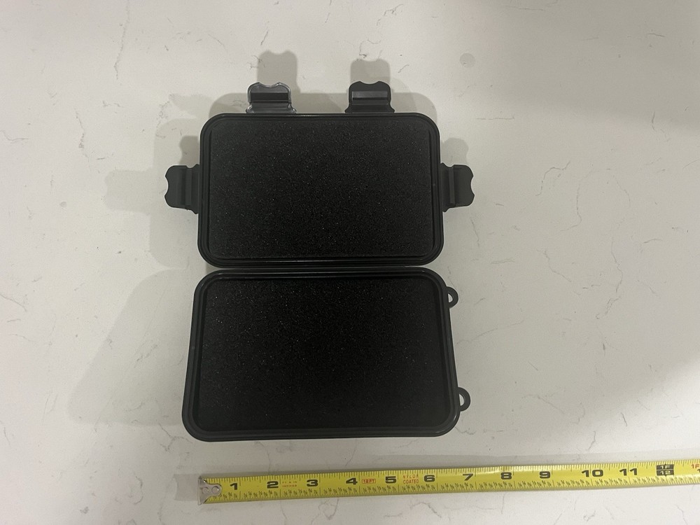 Small Black Plastic Lidded Storage Container with Foam Insert