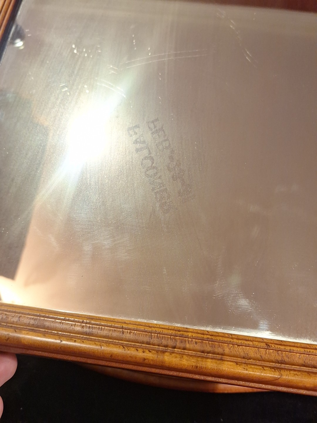 Antique Wood Tabletop Vanity Dressing Table with Falconer Durever Swivel Mirror