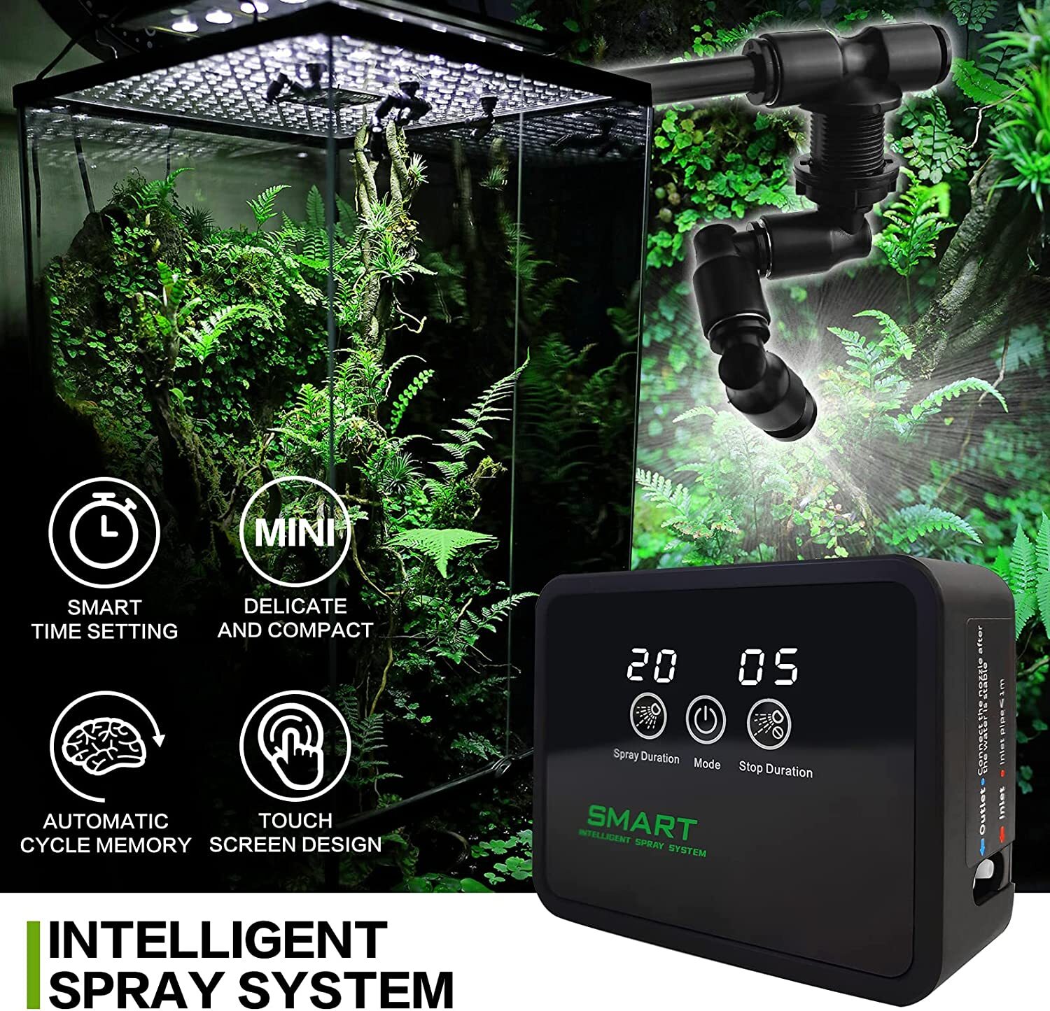 Reptile Humidifier Mister Fogger for Terrarium Automatic Timer Spray Mist Fogger