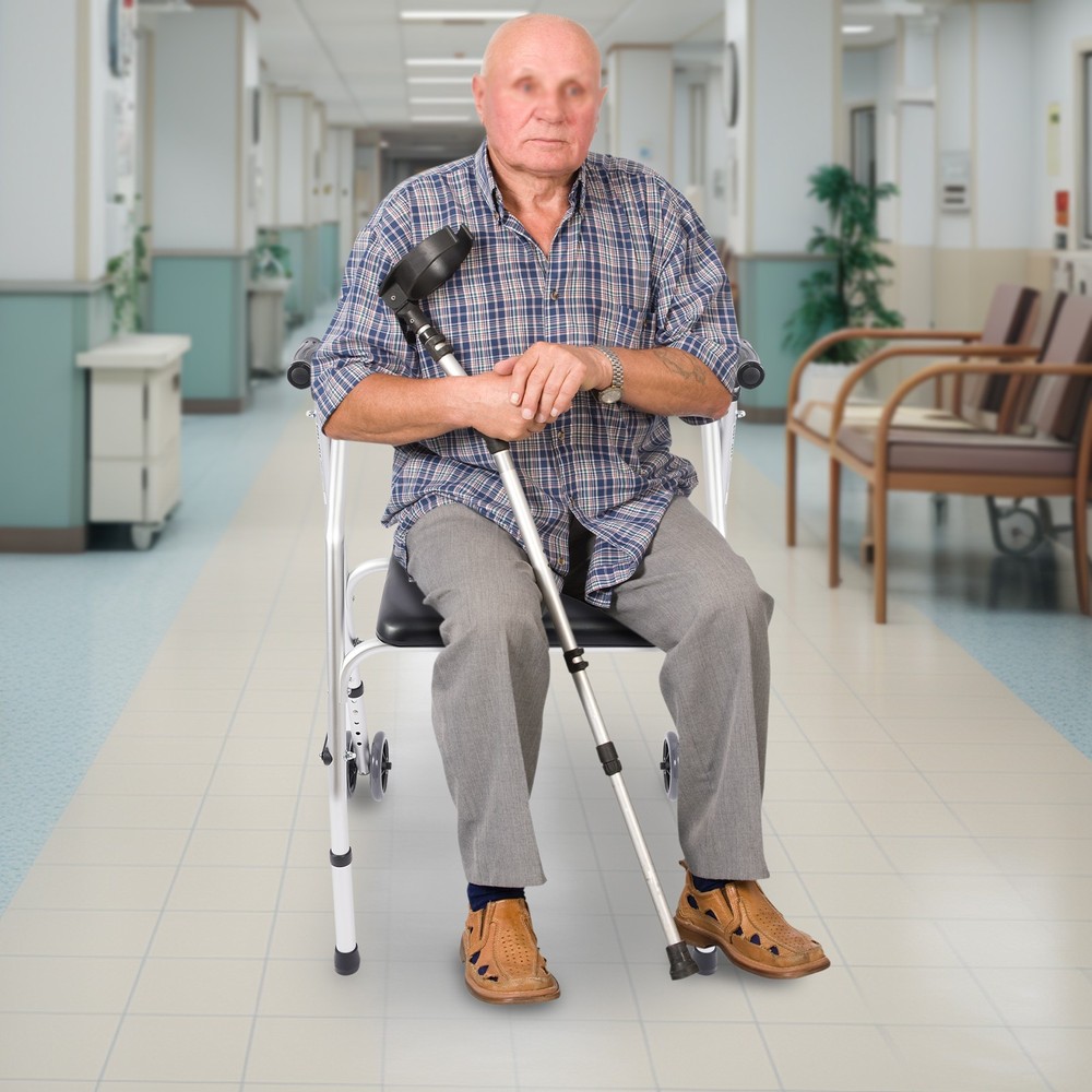 Adjustable Height Walker Folding Walker Floorstanding Foldable Chair 48-58cm