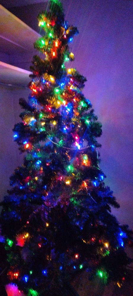 7 ft Artificial Pre-Lighted Christmas Tree  Green Multicolor Lights
