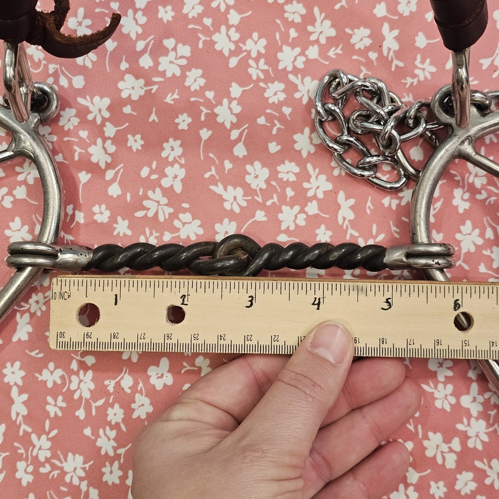 Reinsman 918 Molly Powell First Barrel Hackamore Bit Combo Twisted Wire Bit 5.5"