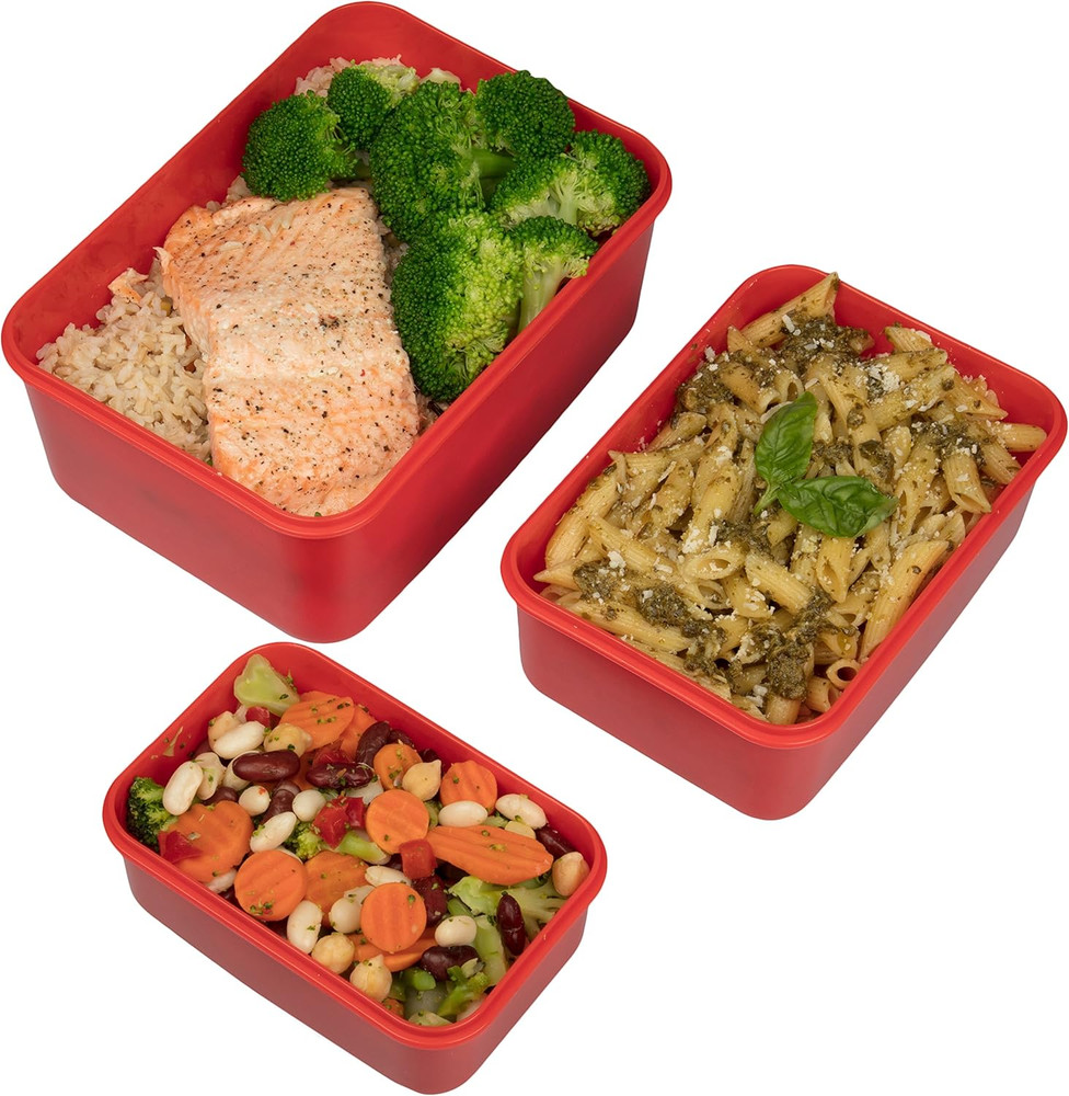 Microwave Vegetable Steamer Containers - (3 Pack) Reusable Nesting Food