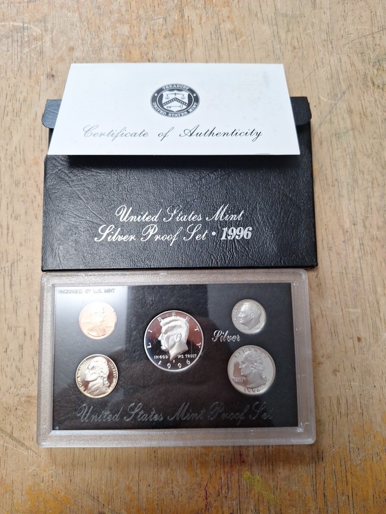 3 US Silver proof sets - 1994, 1995, 1996 w/ Box COA