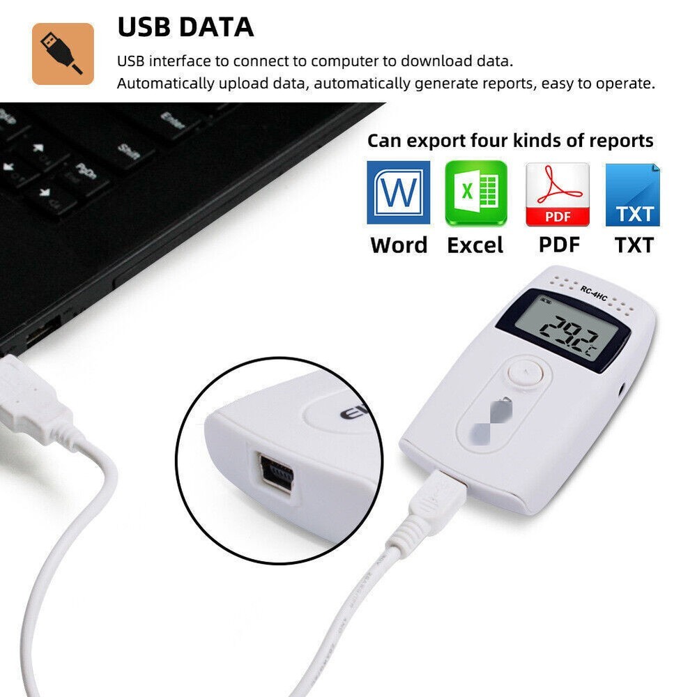 Handheld LCD Display Temperature&Humidity Data Logger Digital Recorder Monitor d