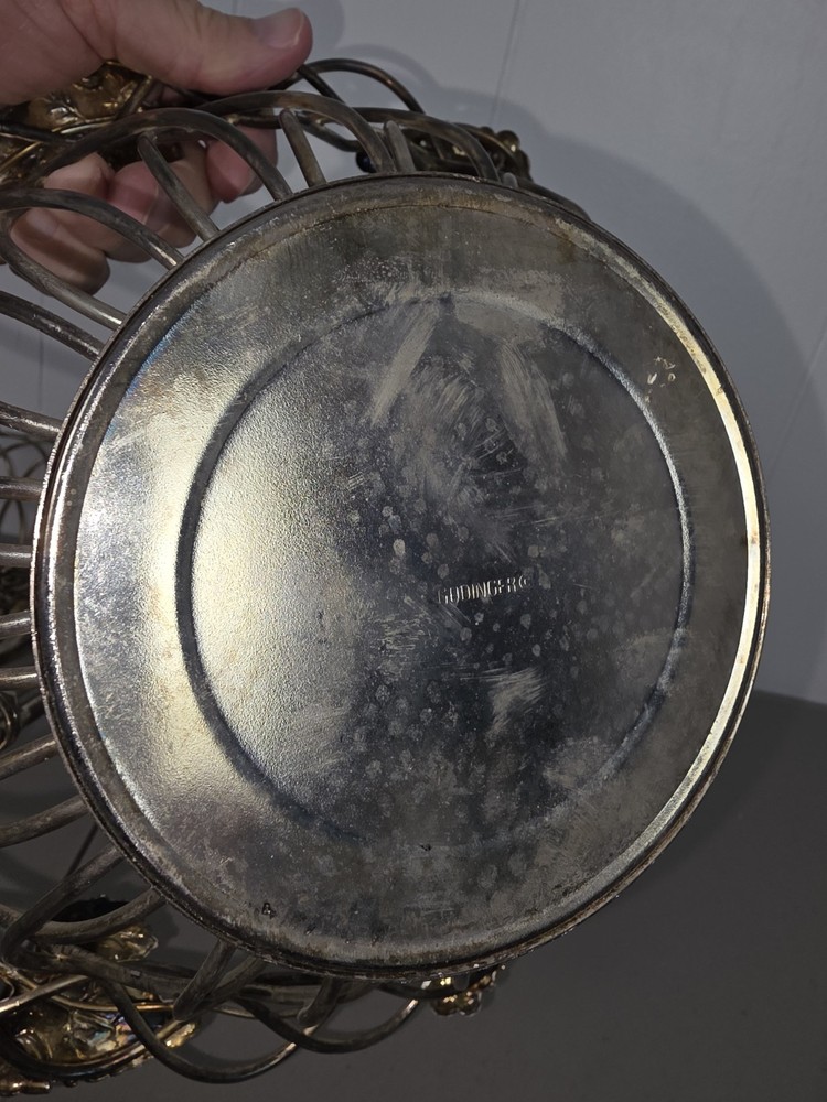 GODINGER Silver Grapevine Leaf Baskets Silver Plated Base Metal 11" Decorative