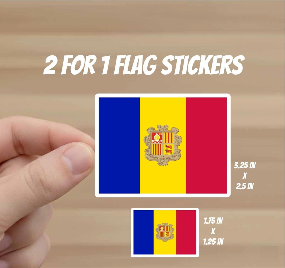 Andorra Flag Stickers | 2-piece Decal Set (Various Sizes)