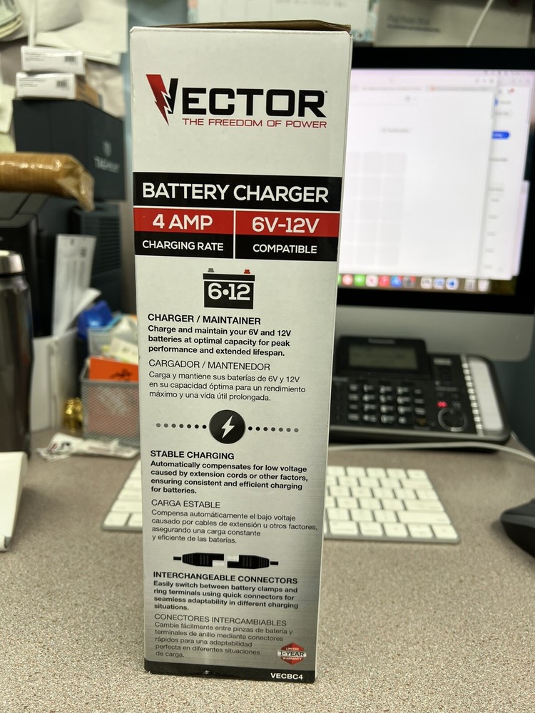 VECTOR VECBC4 4 Amp Battery Charger/Maintainer New