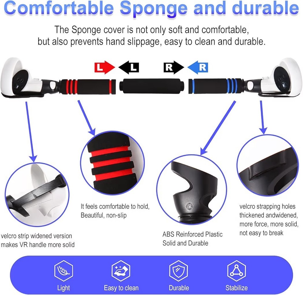 VR Game Handle Attachments for Oculus/Meta Quest 2 Handles,2 in 1 Upgraded...