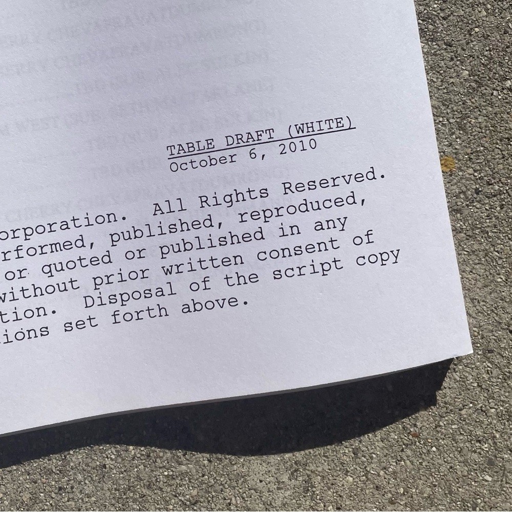 Family Guy 2011 Production Used Table Draft Script The Blind Side Marlee Matlin