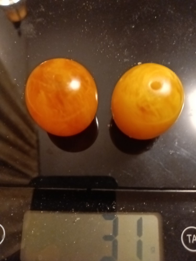 Vintage Bakelite Amber Butterscotch Beads Large