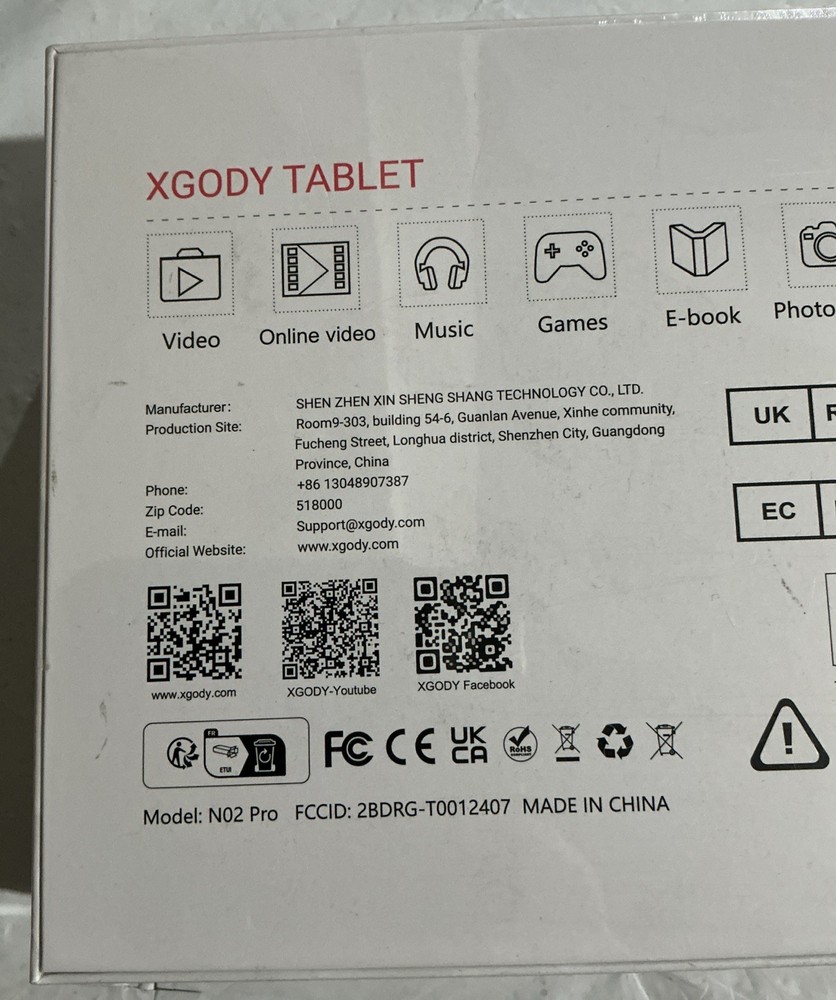 Xgody N02 Pro Tablet New in box Never opened