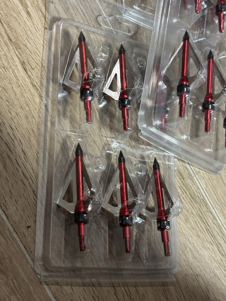24 HUNTING TRIPLE BLADE BROADHEAD ARROW TIPS ARCHERY