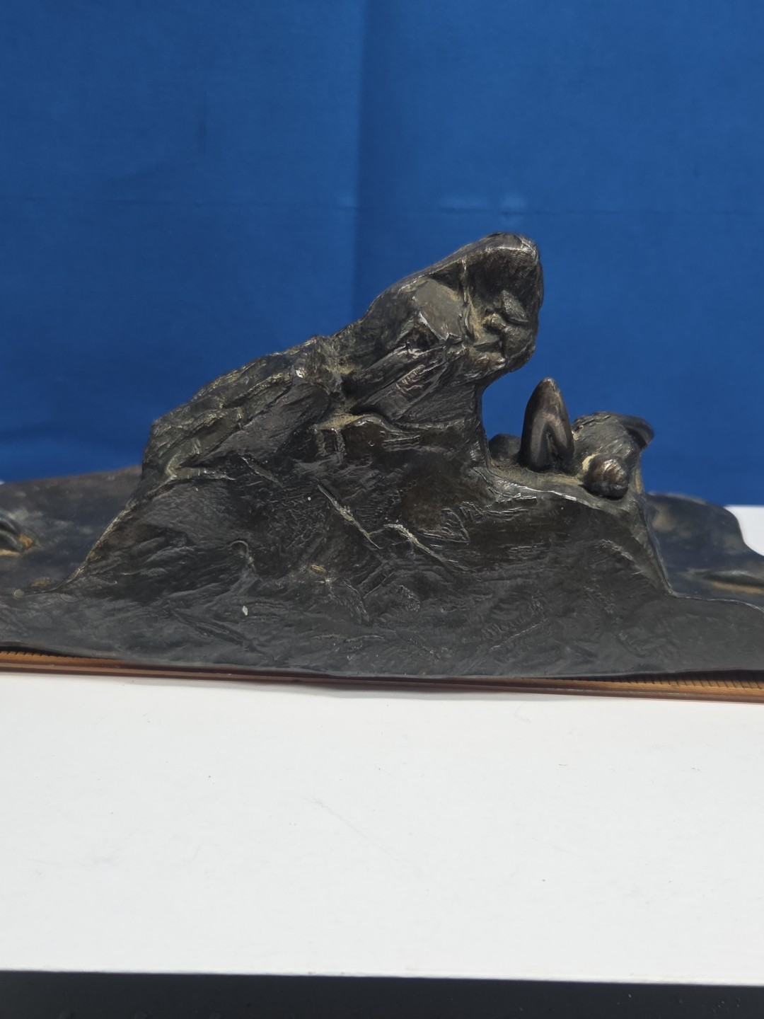 Art Nouveau Nude Maiden Water Inkwell Laying On Rocks Metal Trinket Earings TS