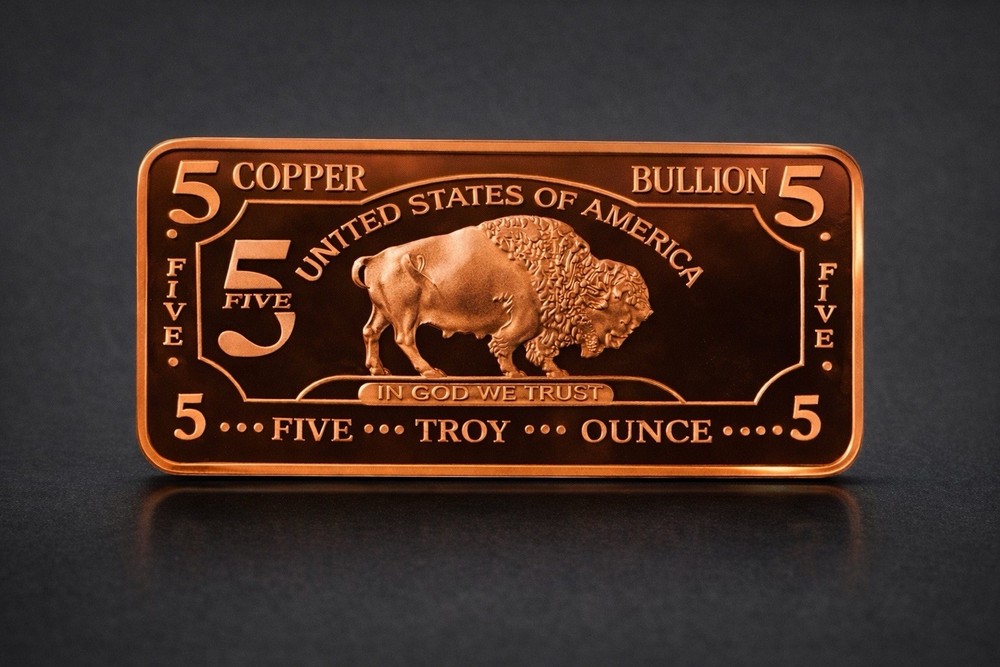 5 OZ Copper Bullion Buffalo Bar
