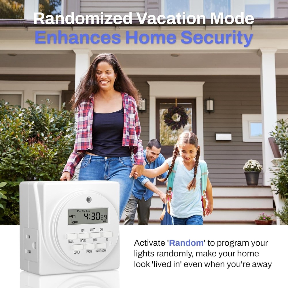 BN-LINK 7 Day Heavy Duty Digital Programmable Timer, 3-Prong,1-Pack, White