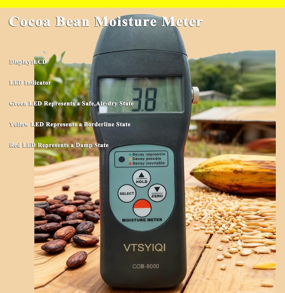 Cocoa Beans Moisture Meter Coffee Moisture Meter with Range 0-24% Resolution 0.1