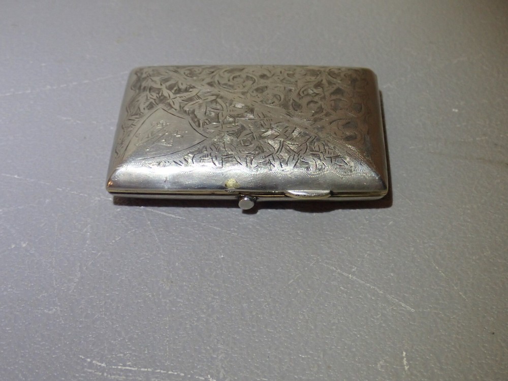 1907 Silverplated Cigarette Case, Excellent Condition, Inscribed