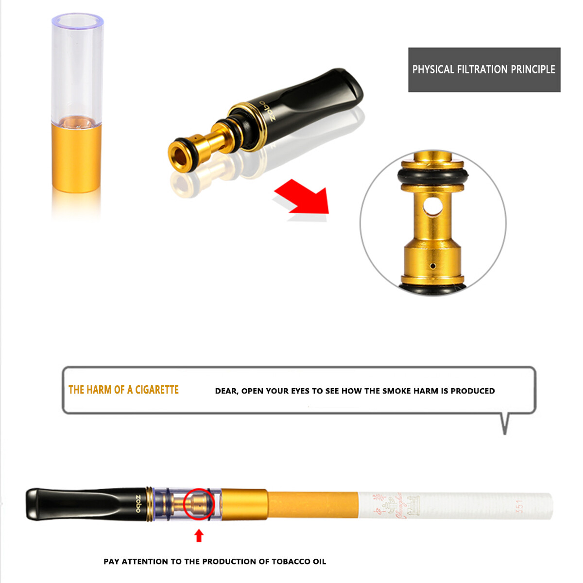 1pack Reusable Mouthpiece Tobacco Filter For Cigarette Holder Filtration