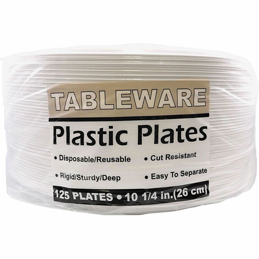Tablemate Dinnerware Plate - Plastic - 10.25" - Sage, White (TM10644WH)