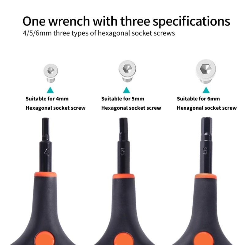 Portable 3 Way Hexagonal Key Wrench Wear Resistant Inner Hexagonal Spanner