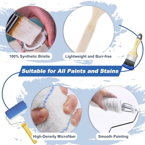Paint Roller Kit with Telescoping Extension Pole, 27 PCS Paint Brushes 4.4FT