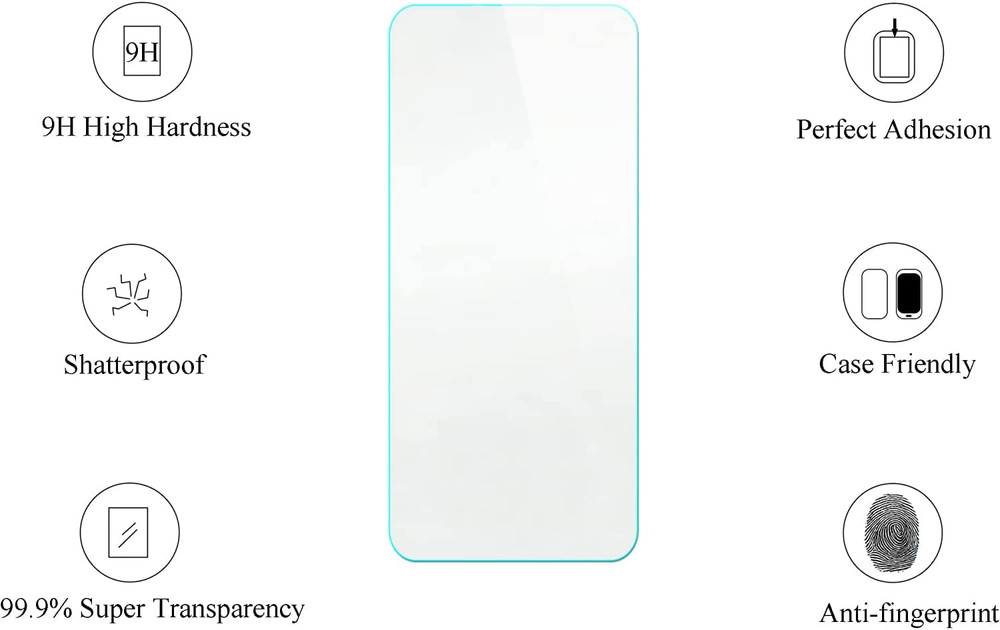 Phone Case A67L Black with Tempered Glass Screen Protector 2MM Ring Support