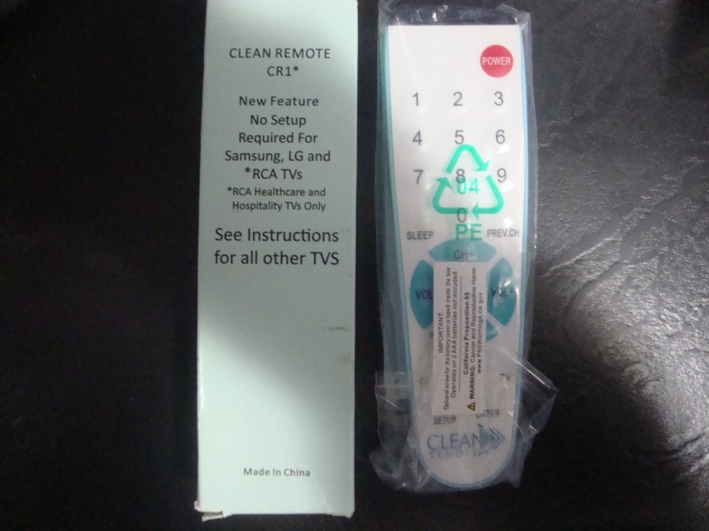 CLEAN REMOTE CR1 Universal TV Remote Control, Spillproof - NEW!!!