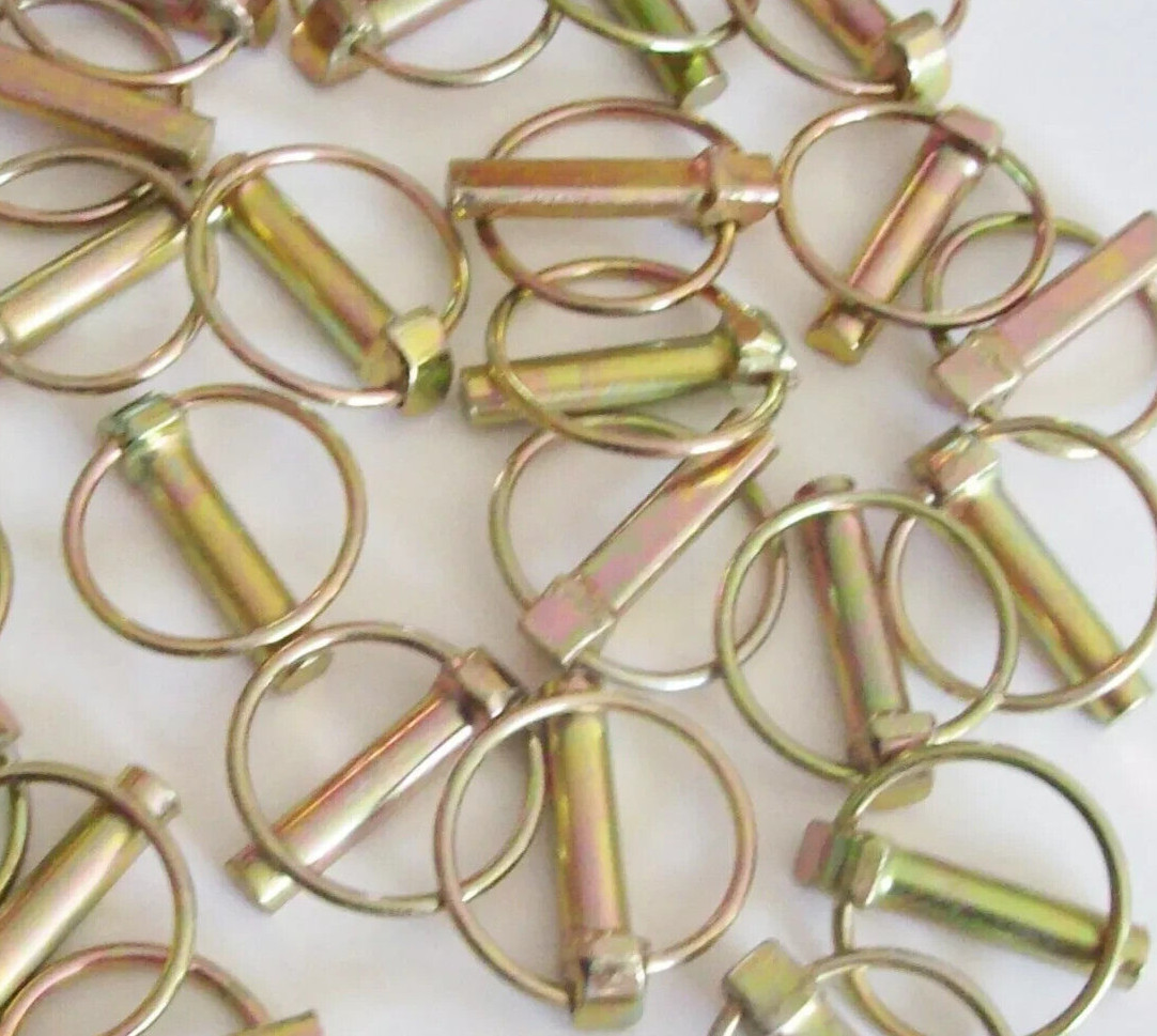 Lot of 100 Goliath Industrial 7/16" Lynch Pin - Yellow Zinc Finish LP716