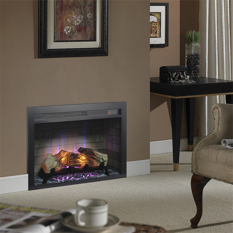 28'' Electric Fireplace Insert,Multi-Color Flame Effect & Adjustable Brightness