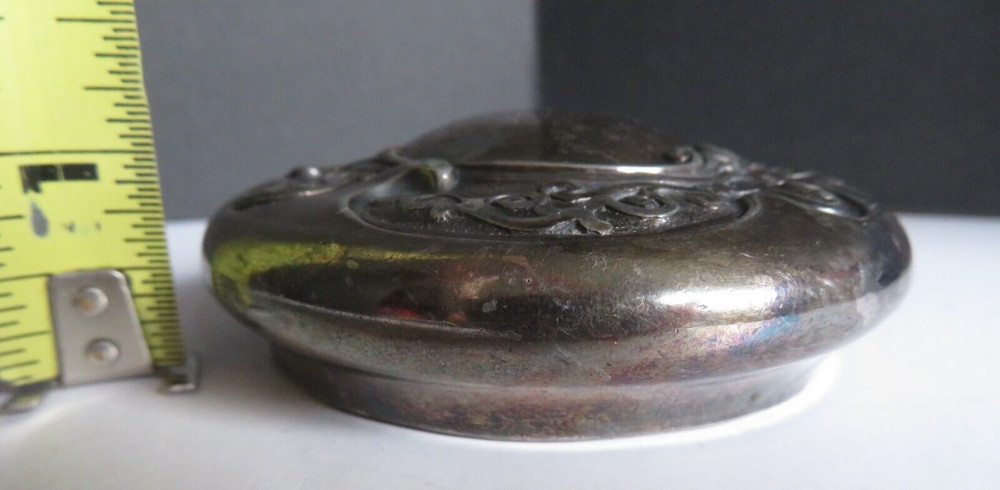 VINTAGE 3" Sterling OR Silver Plate *VIDEO* Candy/Sugar Jar Lid W/Ornate Pattern