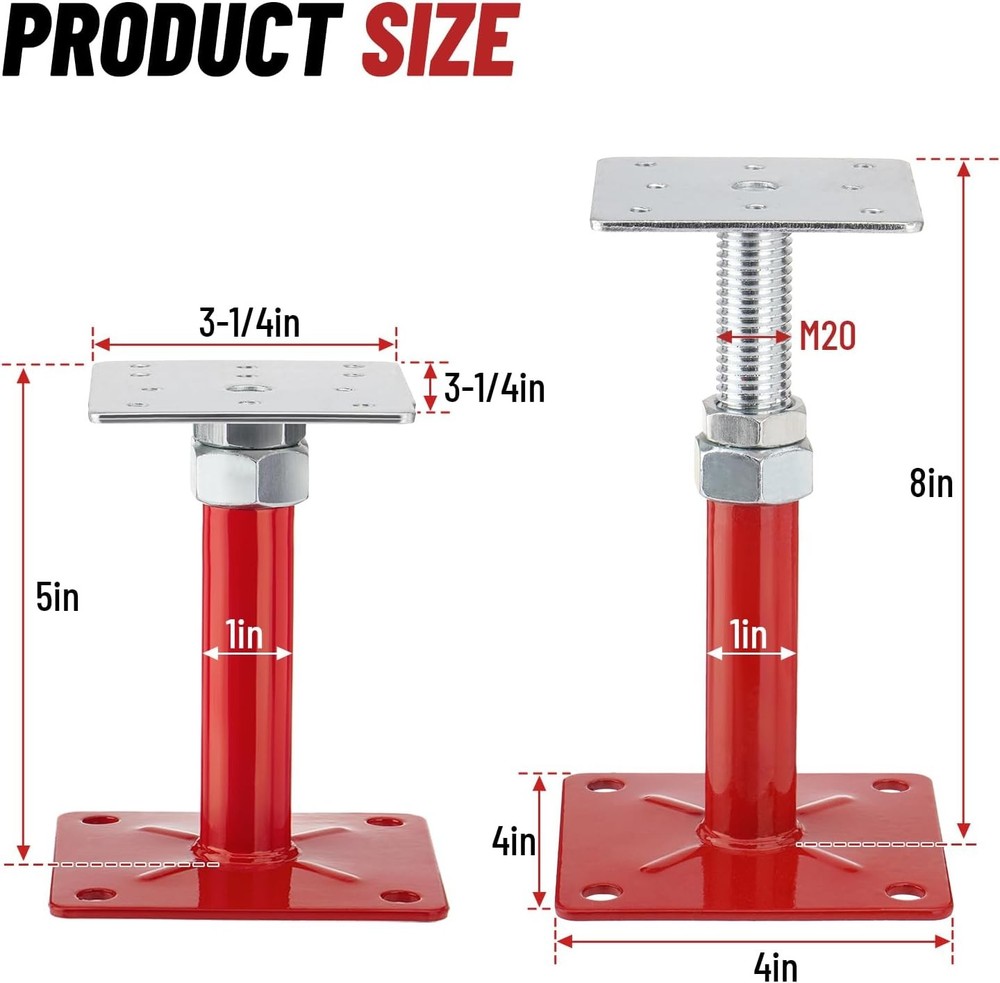 8 Pack House Jacks Adjustable 5''-8'' for Leveling Floor Jack Post Floor Jack