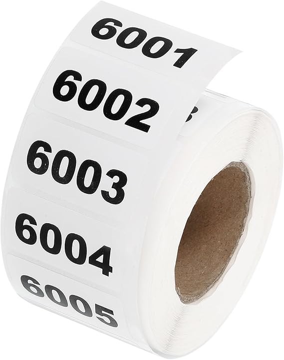 1000 Numbered Labels 2x1 Roll Consecutive Stickers Inventory Tags Sequential