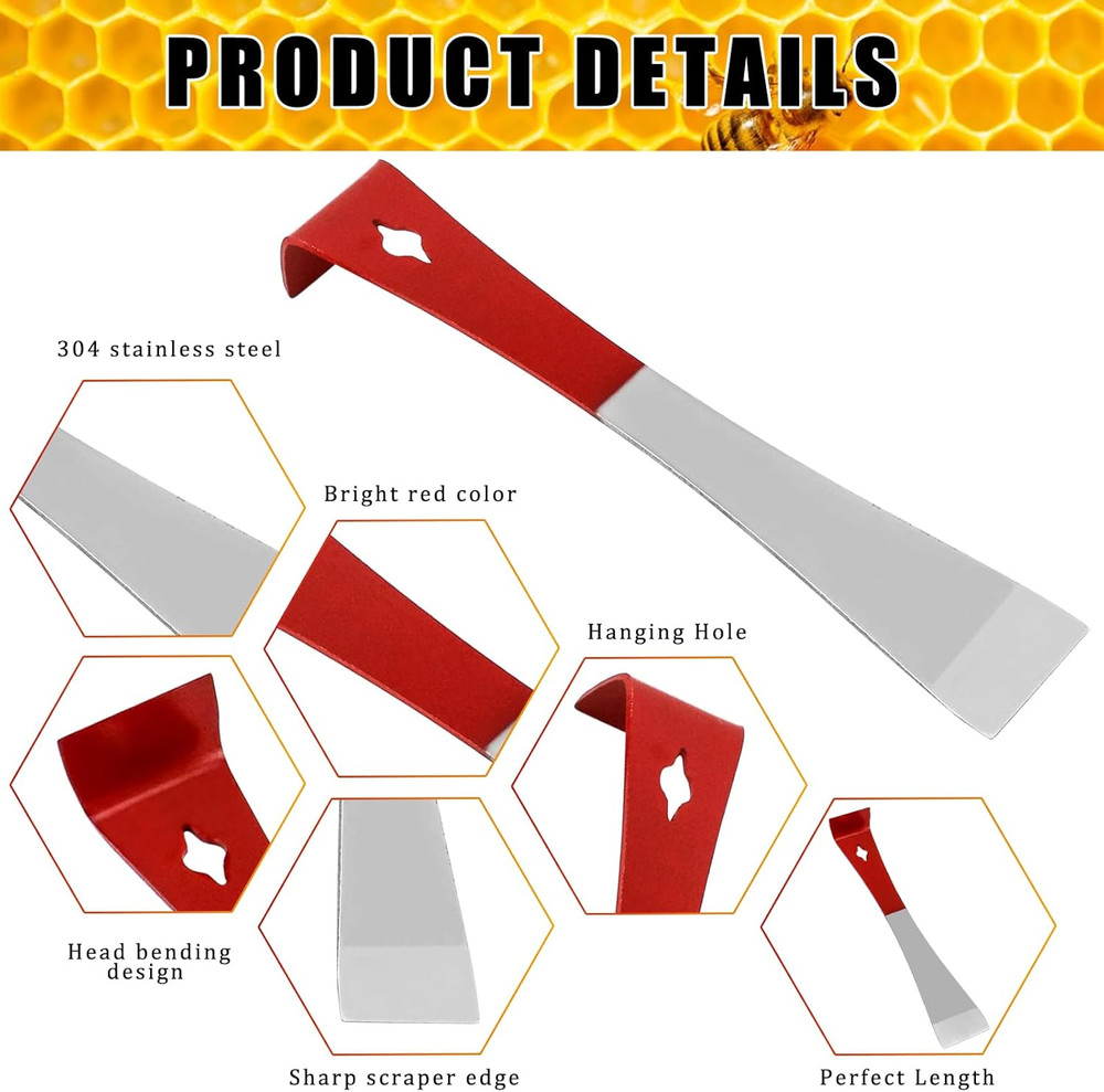 2PCS Stainless Steel Beekeeping Hive Scraper Tools - Essential Beekeeper Equi...