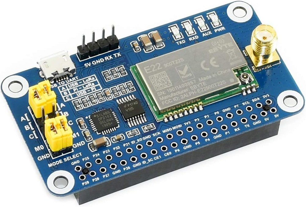 Waveshare SX126X LoRa HAT for Raspberry Pi SX1262 Long Range Wireless Module