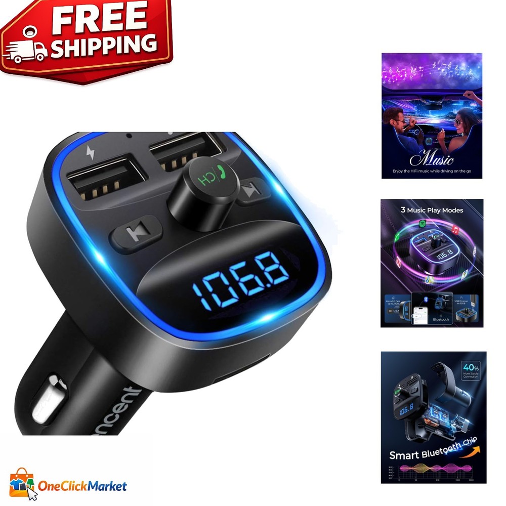 Seamless Audio Streaming FM Transmitter with Touch Control & Noise Cancellation