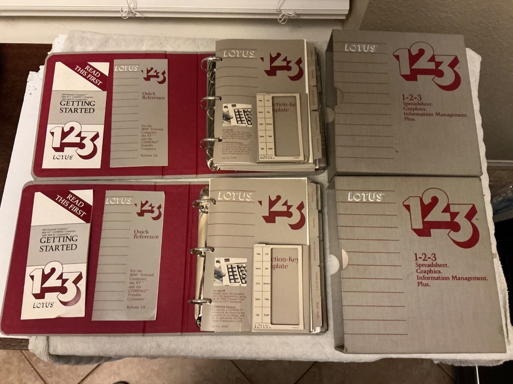 (2) Vintage IBM PC Lotus 123 Version 1A Graphics. Management Plus more software