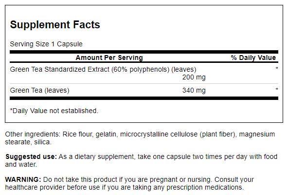 Swanson Green Tea Extract (Standardized) 120 Capsules