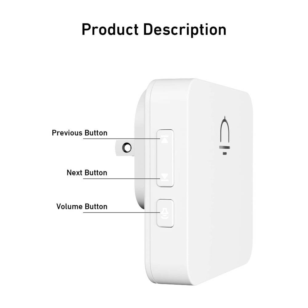 Wireless Doorbell 2 Buttons - Hassle-Installation, 1000ft Range, Adjustable V...