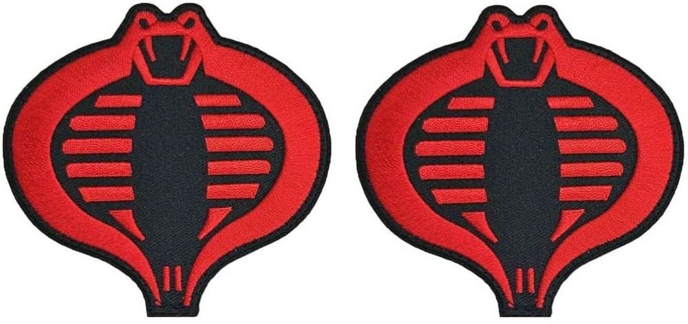 Cobra Embroidered Tactical Morale Patch | 2PC  3.5" HOOK BACKING (RED)
