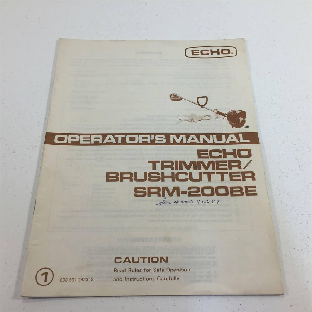 Echo SRM-200BE Trimmer Brushcutter Operator's Manual