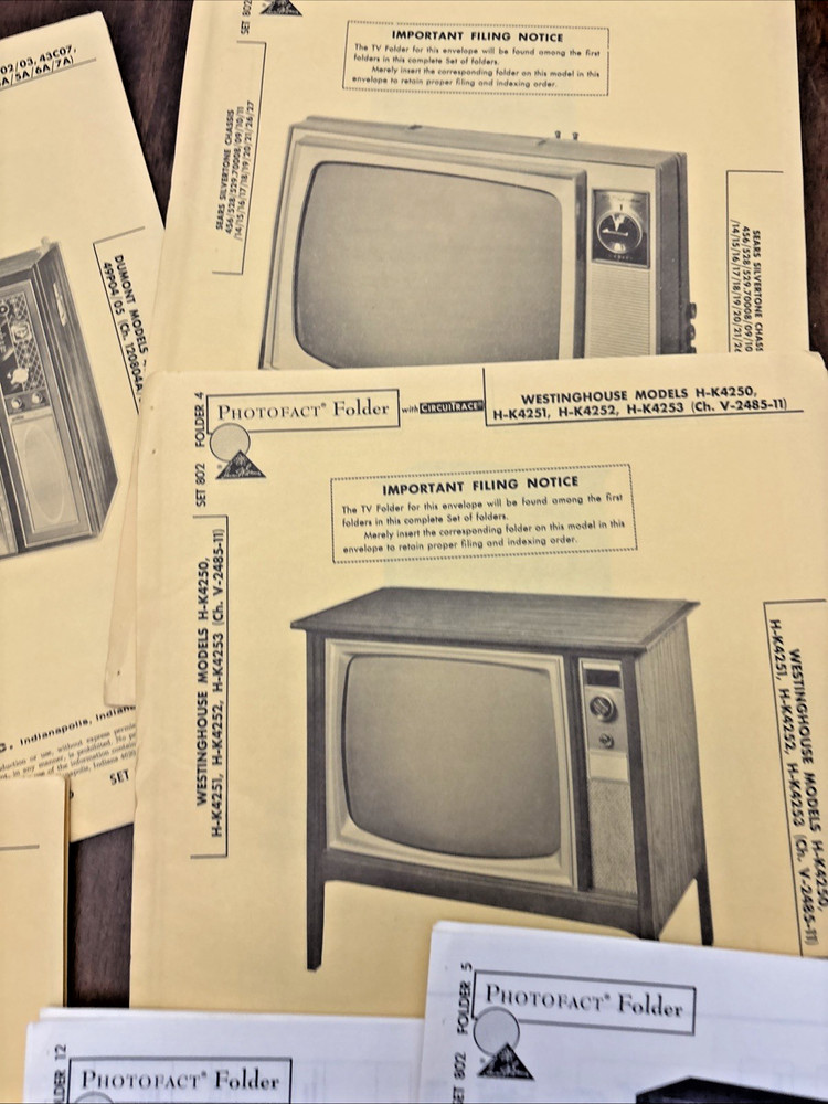 Sam’s Photofact Folder Sets 802 Dated 1966 Television TV Sets Radios Electronics