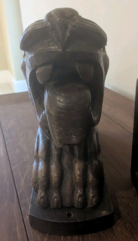 19th Century Oak Ecclesiastical Gargoyle Bookends– Gothic Style – Antique