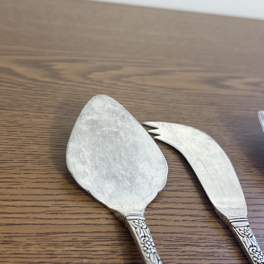 Vintage Olde Bouquet Cheese Set Scoop Knife & Server Silver Plated By Godinger