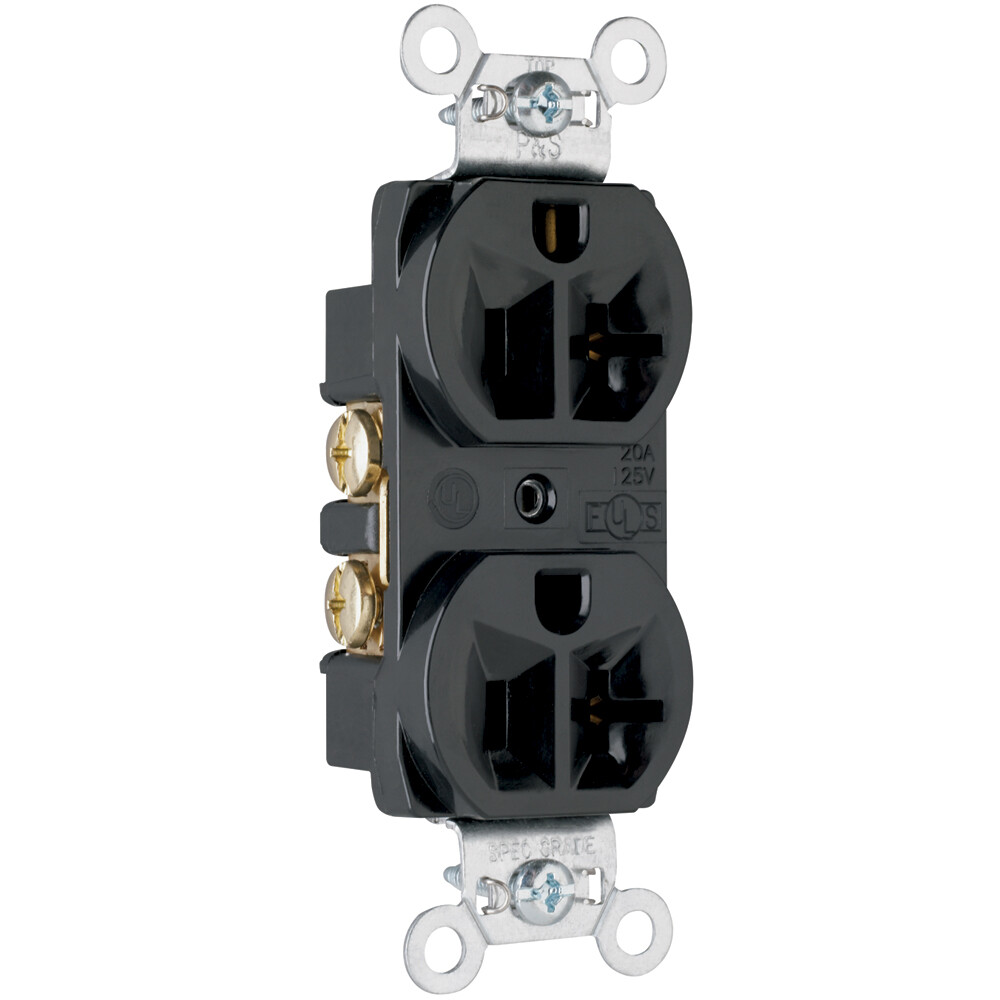 6 count P & S  CONSTRUCTION SPEC GRADE RECEPTACLES BACK & SIDE WIRE 20A black