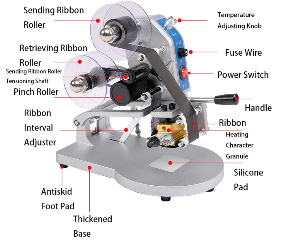 DY8 Manual Ribbon Coding Machine Hot Foil Stamping Machine Batch Code Printer