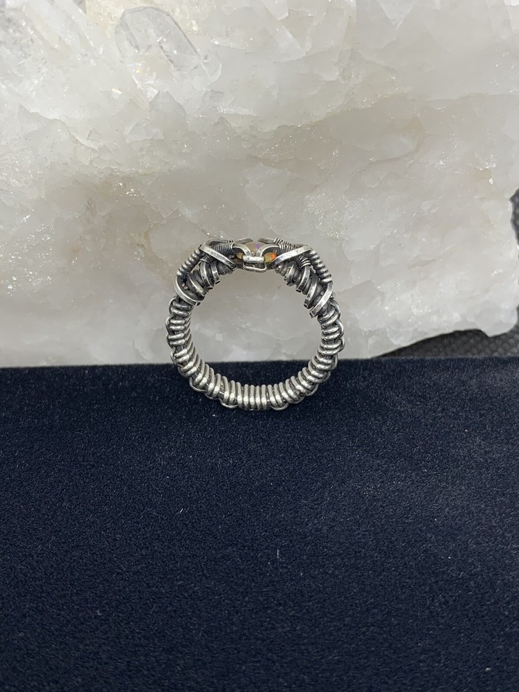 Fire Opal Ring Wire Wrapped Size 5.5