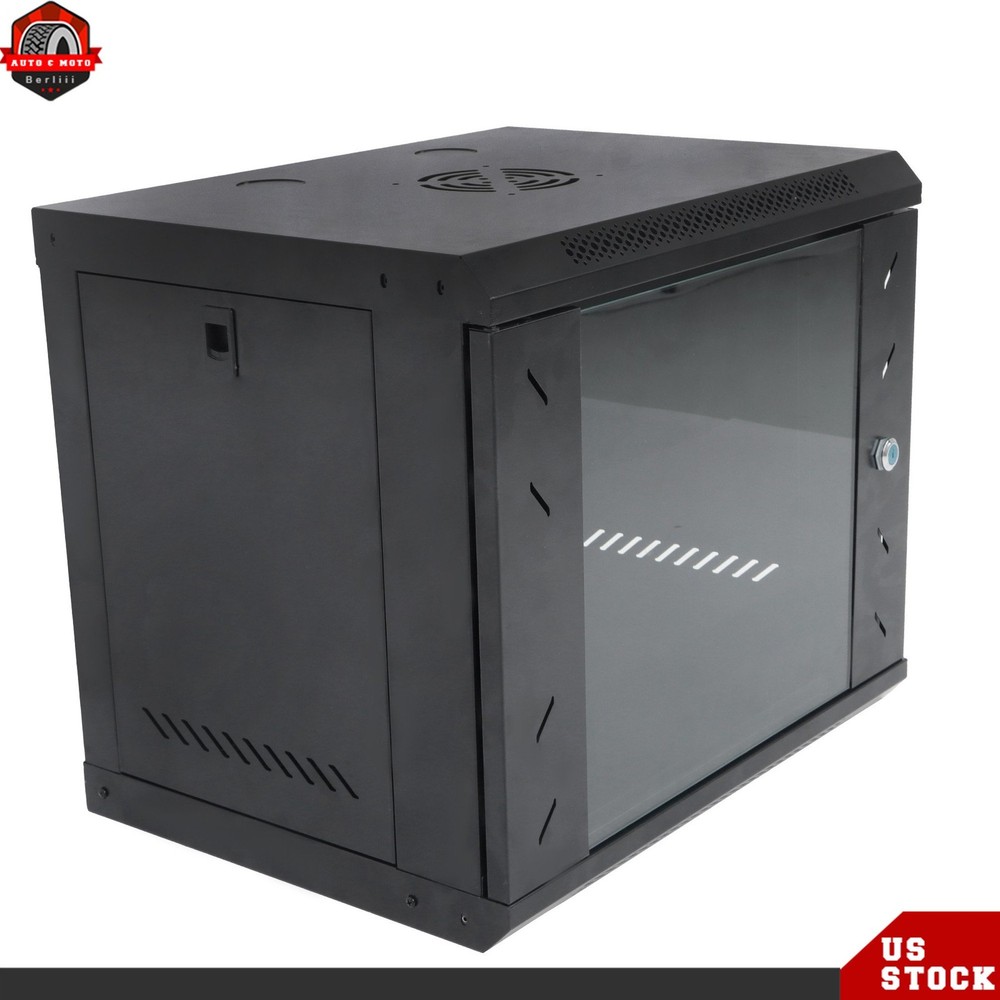9U Network Server Cabinet Rack Wall Mount 15.5'' Deep Door Lock High Security